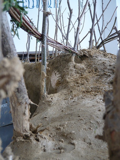 1:1 Modell im aut – Als Teil der Ausstellung realisierten SchülerInnen des BORG Innsbruck unter der Leitung von Monika Abendstein und Michael Engele im aut eine Lehmwand.