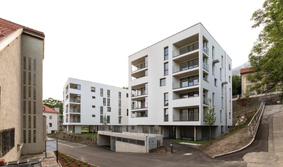 Anerkennung des Landes Tirol für Neues Bauen 2012: Wohnanlage Probstenhofweg, Innsbruck, 2009 – 2012 (Architektur: ARGE reitter – bortolotti_cede)