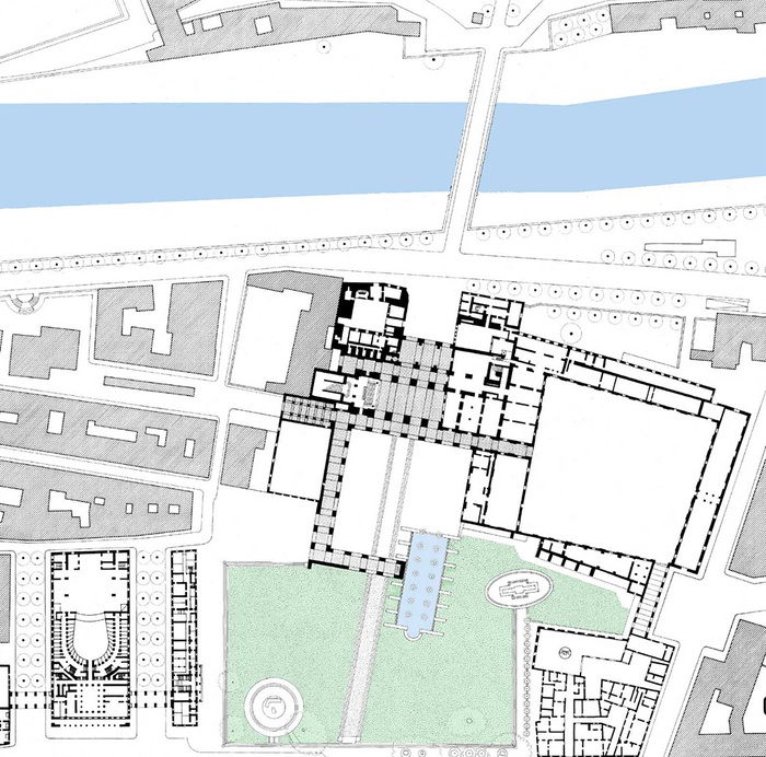 Lageplan Bezirk Palazzo Ducale, Parma, Ausschnitt mit Piazzale della Pace und Giardino della Pilotta
