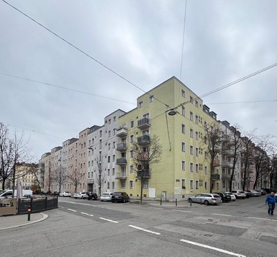 Josef Frank, Leopoldine-Göckel-Hof (Wien 12., Steinbauergasse, Gaudenzdorfer Gürtel, Herthergasse), 1931-1932